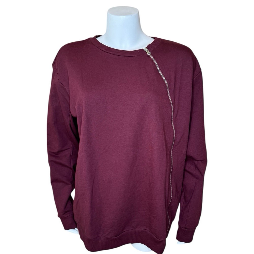 Universal Standard Meridian Zip Sweatshirt M 18-20 2X Pima Black Cherry NWT $138