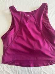 Layer 8 Women L Magenta Purple High Neck Crop Tank Top w/Built In Shelf Bra. 30