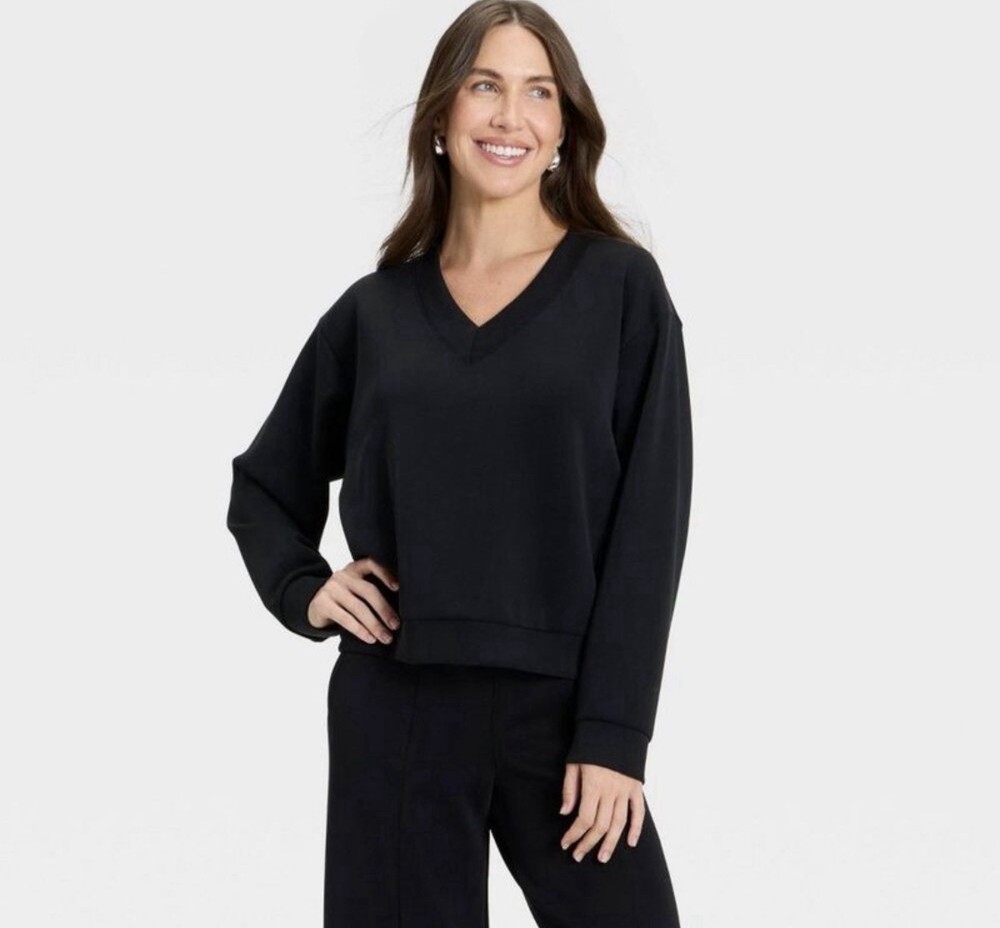 A New Day – Women’s Sandwash Sweatshirt – A New Day Black Small