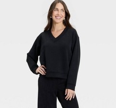 A New Day – Women’s Sandwash Sweatshirt – A New Day Black Small