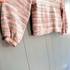 Madewell Cropped Rainbow Stripe Balloon Sleeve Knit Top XS Space Dye Retro Indie