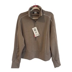 Member’s Mark Womens Sandwash Half Zip Pullover Taupe XL New