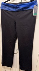 Kirkland Woman’s Yoga Work Out Pants Black W/ Royal Blue Blk Waist Band XLG NWT