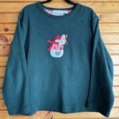 Vintage C.O. Sport Snowman Embroidered Christmas Fleece Pullover Large