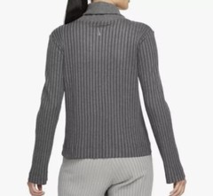 NIKE Yoga Luxe Ribbed Wrap Top Heather Charcoal Gray Long Sleeve Dri-FIT Women M