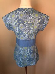 The North Face Cap Sleeve Activewear Blue & Lime Green Stretch Comfort Top Sz M