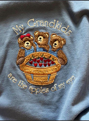 MS Sportswear Women’s Blue Embroidered Bear Graphic Crewneck Sweatshirt XL