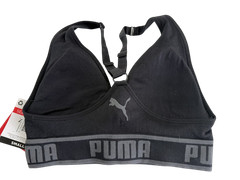 PUMA Sports Bra NEW Padded Seamless Black Women Large Removable Cup Drycell $28