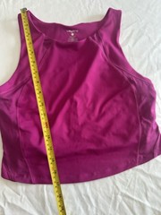 Layer 8 Women L Magenta Purple High Neck Crop Tank Top w/Built In Shelf Bra. 30