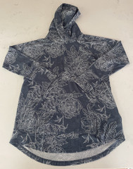 LuLaRoe Amber Pullover Hoodie Blue White Floral Large 380-15 NWT