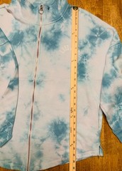 Victoria Secret PINK Blue White Tie-Dye Zip Up Embroidered Lettering Sweatshirt