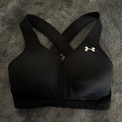 Under Armour SM B High Support Zip Front Crossback Sports Bra Black Wireless