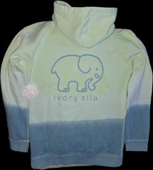 Ivory Ella Hoodie Womens Blue Green Ombre Elephant Logo Pullover Sweatshirt