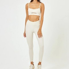NWT$198 L*SPACE 2-PC SET Rush Sports Bra LRG & Mercer Legging MED in Bone Ribbed
