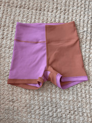 L*Space Colorblock Ribbed Biker Shorts Alo Pink Mauve High Rise Activewear Athle
