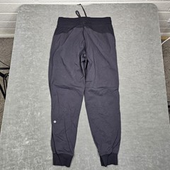 Lululemon Jogger Pants Womens 8 Black Striped Elastic Waist Pockets Yoga Gym