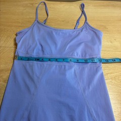 GapFit Womens XS Pale Periwinkle Bra Strap Supp Tank Top Adjustable Cinched Hem