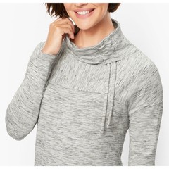 T by Talbots NWT Womens Grey Space Dye Funnel Neck Fleece Pullover – Large