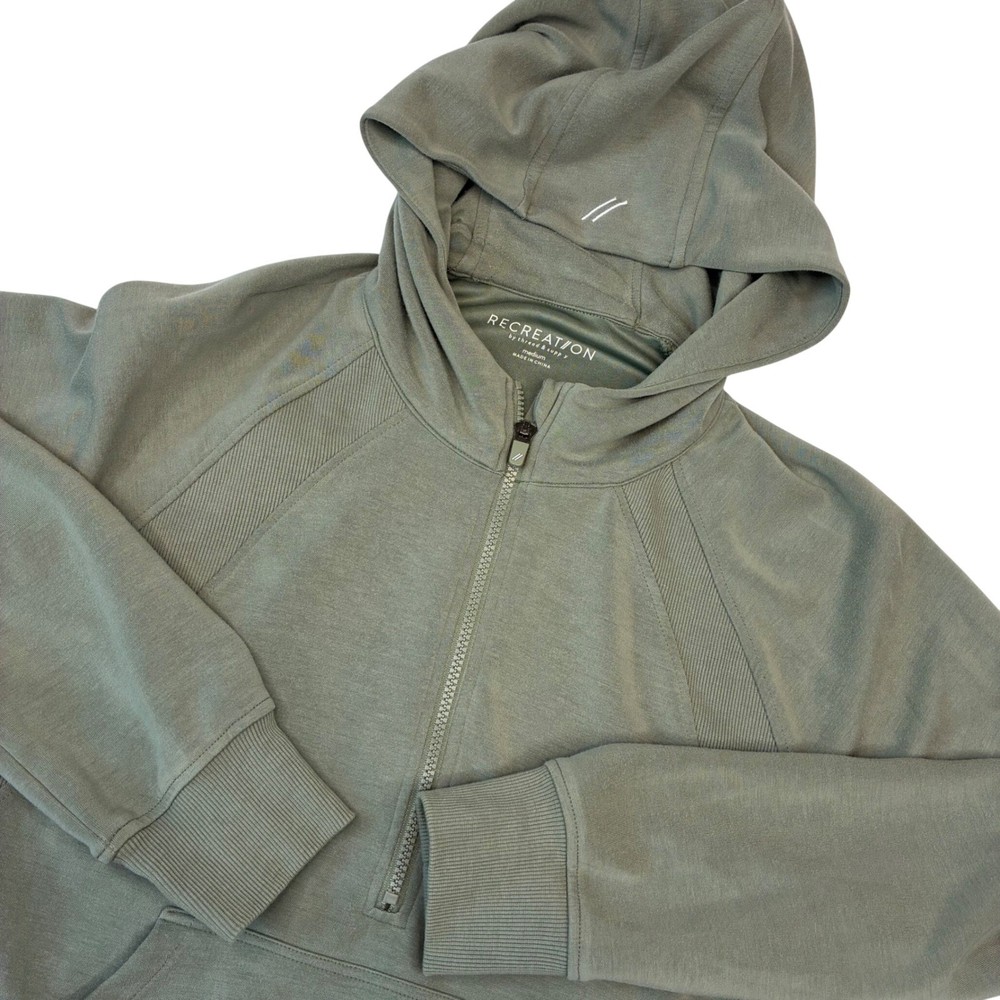 Recreation by Thread & Supply Hoodie Women Medium Sage Green Quarter Zip
