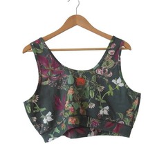 Roots x Alder Crop Top 3XL Green Garden Floral Sports Bra Athletic Activewear