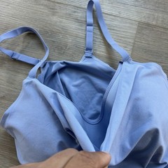 Vitality Balance Athletica Large Blue Moxie Longline Sports Bra Cowl Neckline
