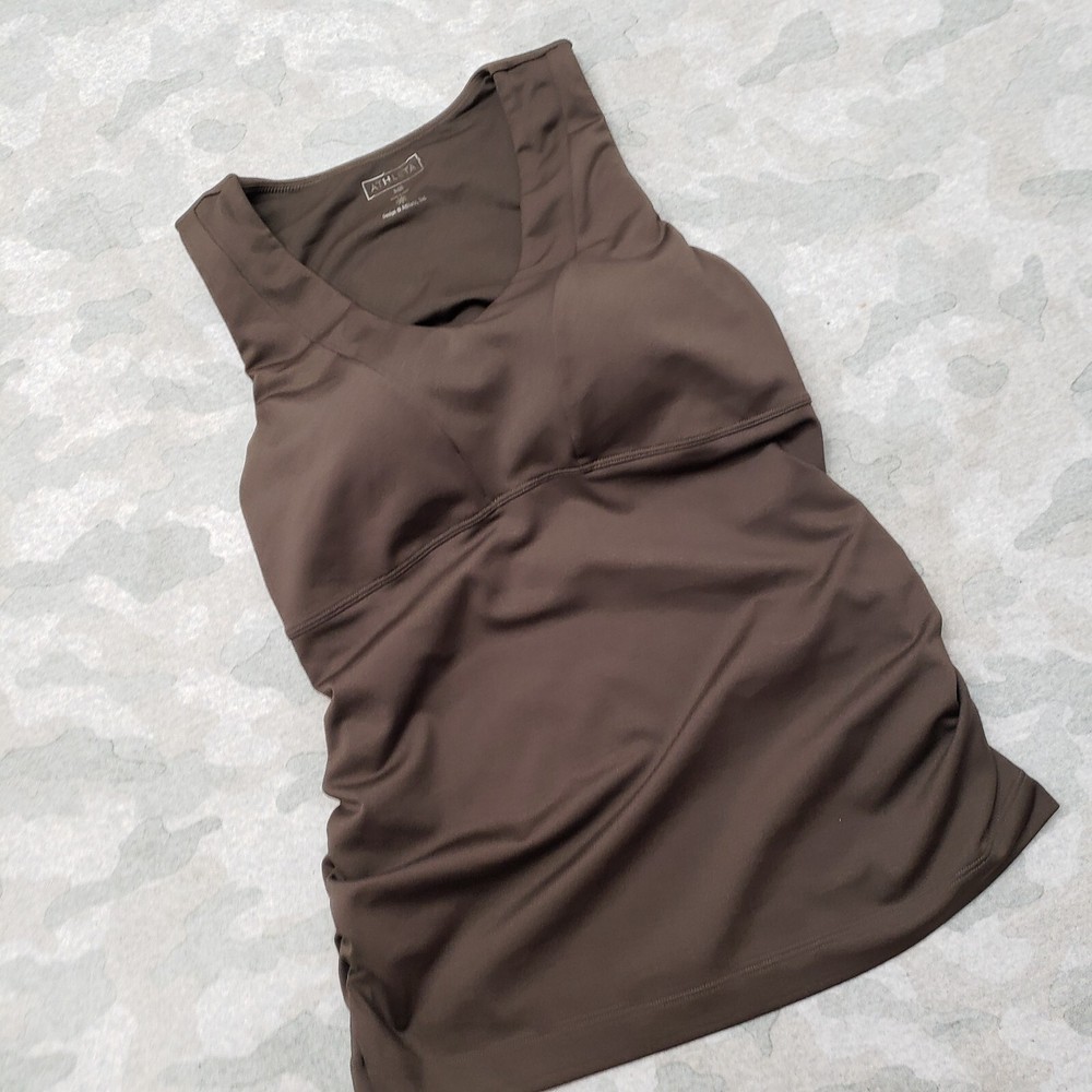 Athleta Tank Top Womens 34B Brown Pullover Padded Sleeveless