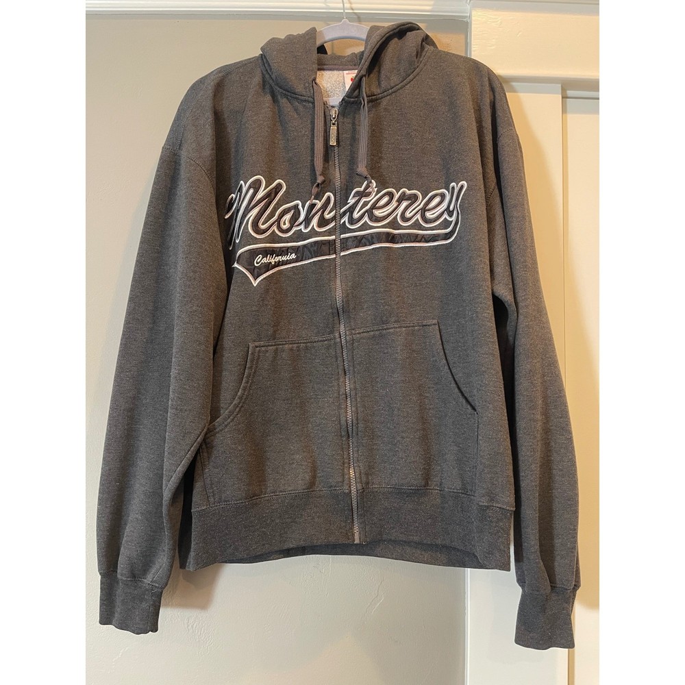 GoGo Sports Monterey California Zip Up Hoodie Gray Embroidered XXL Womens