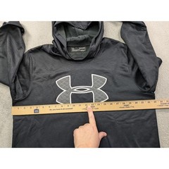 Under Armour Womens ColdGear Hoodie Gray Quilted Logo Pullover XL 1317891-001