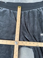 Puma Pants Womens Large Black Velour Joggers Elastic Waist Pockets Athletic