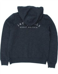 JACK WILLS Womens Graphic Hoodie Jumper UK 14 Large Navy Blue Polyester AY08