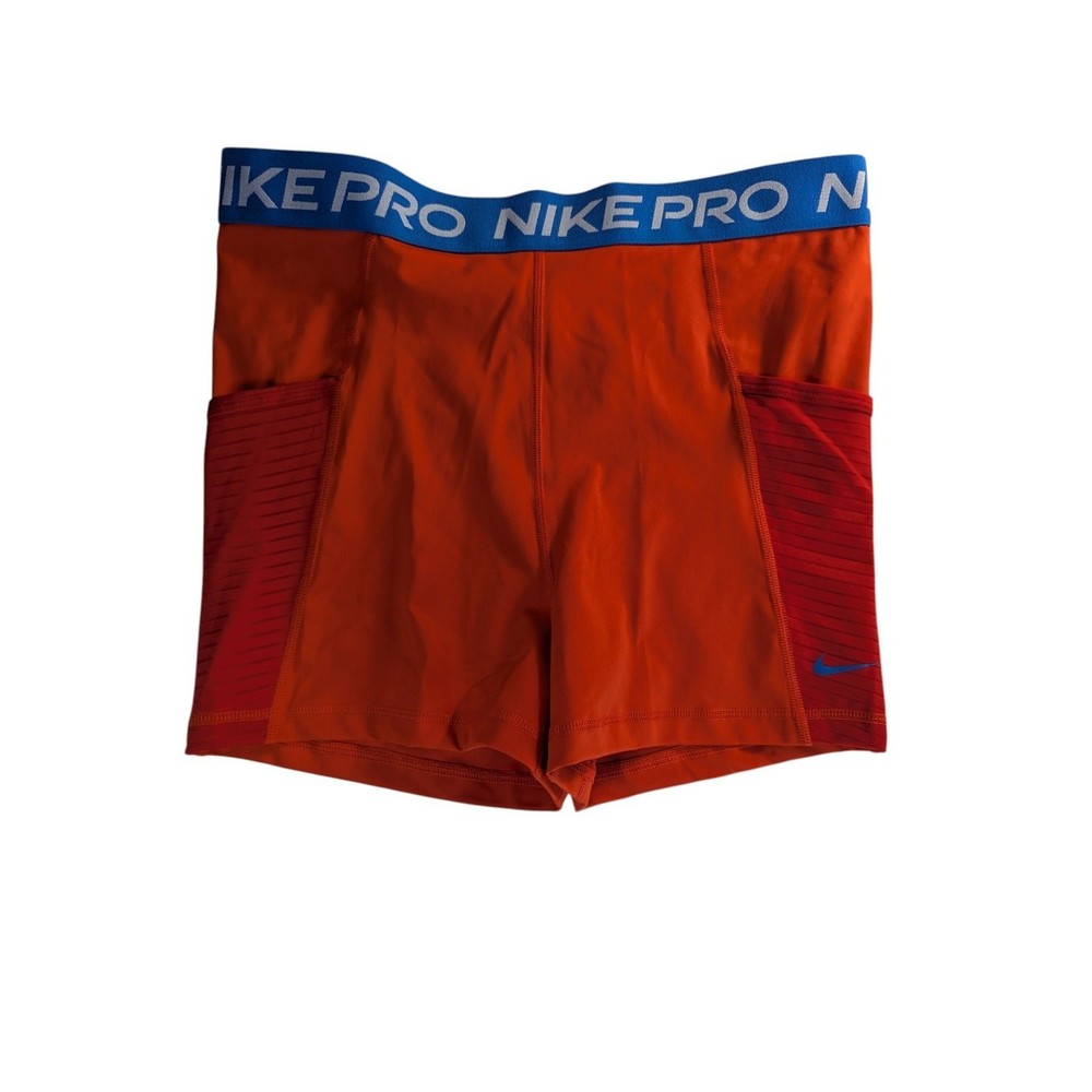 Nike Pro 3″ Dri-FIT Training Shorts Orange Blue FJ1831-633 Womens Size Large