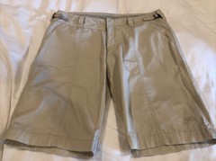 Nike Womens small tan long cotton shorts, hiking golf leisure