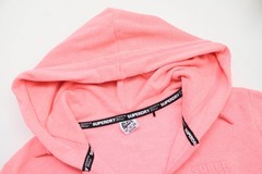 Superdry Sport Sweatshirt Womens EU 38 Pink Hooded Full Zip Pocket Drawstring Logo