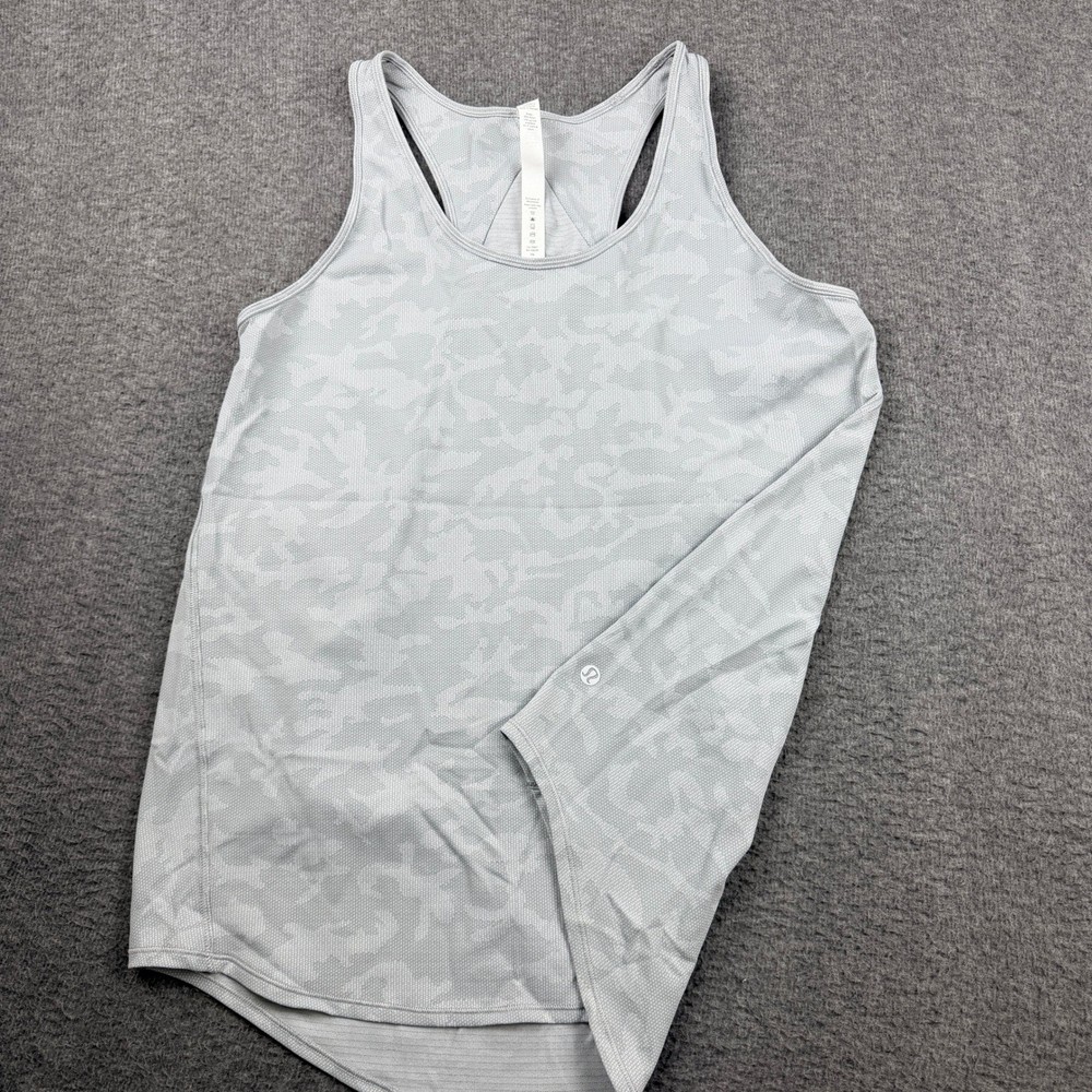 Lululemon Swiftly Relaxed Tank Top Women’s 8 Gray Camo Jacquard Crossover Back