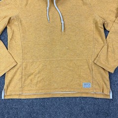 Orvis Sweatshirt Womens M Yellow Cowl Neck Pullover Kangaroo Pocket Logo Raglan