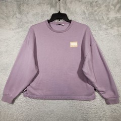 Puma Sweatshirt Women Large Purple Crewneck Fleece Boxy Logo