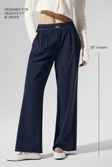 ALO Yoga Suit Up Trouser Navy Medium Womens Wide Leg Pants 30” Inseam AUTHENTIC