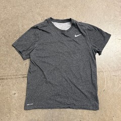 Nike Dri-FIT Womens Training T-Shirt Heather Charcoal Gray Swoosh Logo Size M