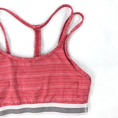 Sports Bra Women Medium Red White Striped Multi Straps Active Yoga Gym