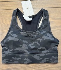 Fabletics Mila Medium Impact Sports Bra black Camo Racerback Women’s XS NWT