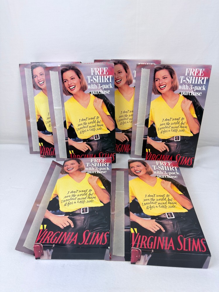 6 VINTAGE 1993 VIRGINIA SLIMS CIGARETTE YELLOW T-SHIRT – LARGE – BRAND NEW