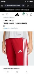 adidas Tiro26 League Women’s Track Pants XS Red/White Pull On Elastic Waist