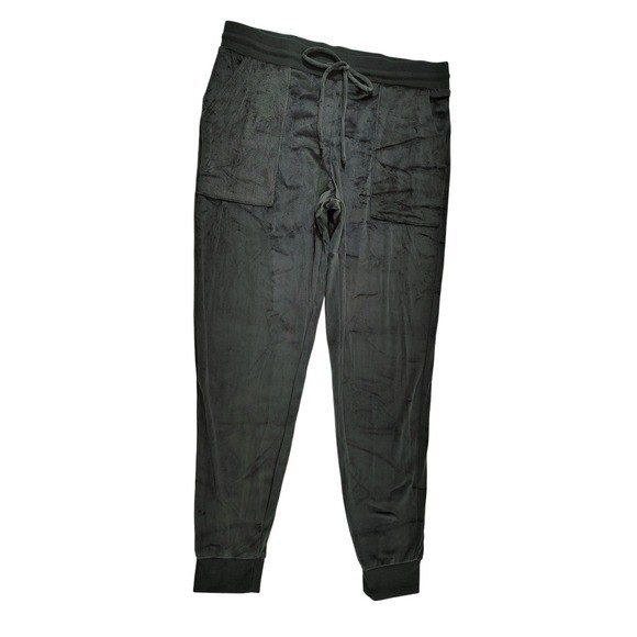 Stars Above Velour Jogger Pants Gray Drawstring Waist Pockets Size M