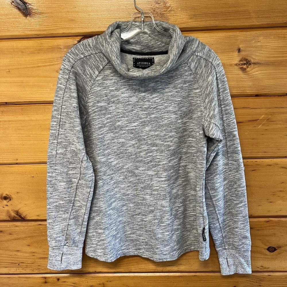 Imported ATIGOUA Womens Gray Essential Cotton Turtleneck Sweater Thumb Hole M