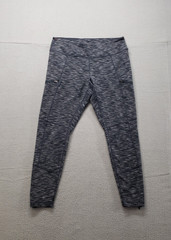 Zella Women Capri Leggings L Tall Gray Elastic Waist Pockets Ankle Zip Active