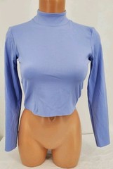 Nike Yoga Dri-Fit Cropped Mock Neck Long Sleeve Purple Periwinkle Shirt Small