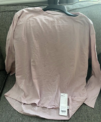 CRZ YOGA Pima Cotton Long Sleeve Workout Shirt Loose Fit Boat Neck Sz XS 0/2