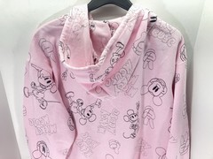 Disney Mickey Mouse Hoodie Sweatshirt Women Large Pink AOP Full Zip Fleece NWT
