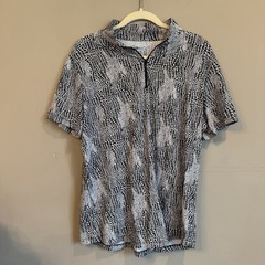 Ladies IBKUL BLACK & WHITE SNAKE Short Sleeve Mock Golf Shirt XL