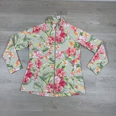 Tommy Bahama Aruba Full Zip Sweatshirt Womens Medium Floral Fleur De Lei